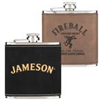 DST44314 Leatherette Wrapped 6 oz. Stainless Steel Hip Flask With Custom Imprint